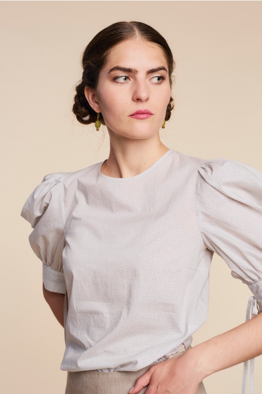 Bluse-Damen-Muster-beigegrau-Tula