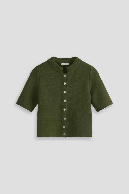 Trachtenjacke-halbarm-Schurwollstrick-moosegruen-Tine