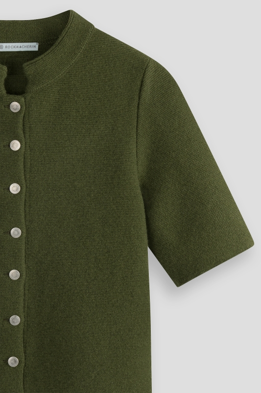 Trachtenjacke-halbarm-Schurwollstrick-moosegruen-Tine