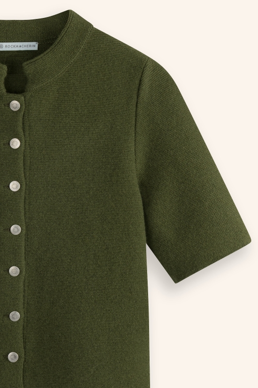 Trachtenjacke-halbarm-Schurwollstrick-moosegruen-Tine